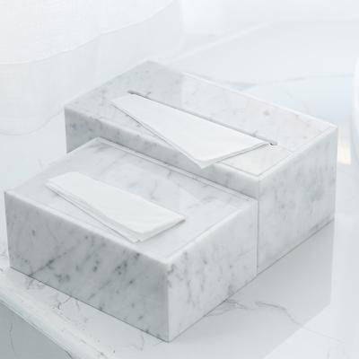 China Minimalist White Table Decor TV Tissue Boxes Luxury Marble Tissue Box Storage Car Tissue Box Holder Napkin Paper Holder for sale