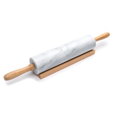 China Modern White/Black Marble Kitchen Rolling Pin Beech Wood Handle Rolling Rod For Baking Deluxe Christmas Gifts for sale