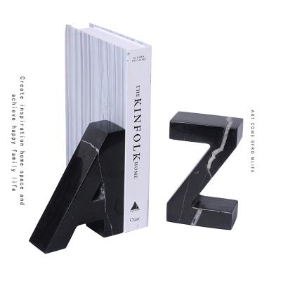 China A&Z Modern Alphabet Bookends Decorative Marble Book Ends for Books Home Decor Luxury Office Decorations for sale