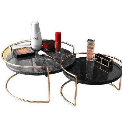 China China edge floor living room shelf marble small round coffee table modern cosmetic single-layer round display racks for sale