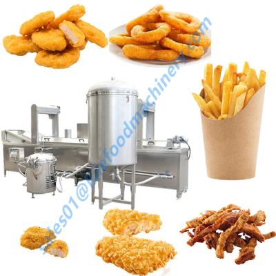 China Factory Full Automatic French Fries Chicken Nugget Batter Poultry Ball Chin Chin Frying Machine Deep Fryer for sale