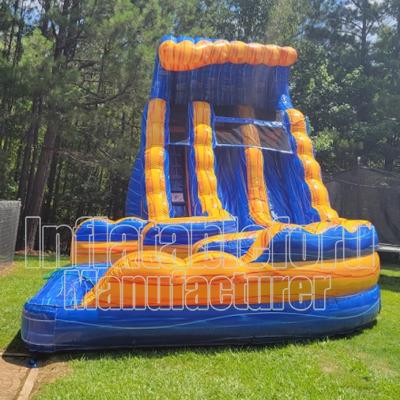 China Cheap PVC Curve Tornado Inflatable Water Slide With Pool For Sale for sale