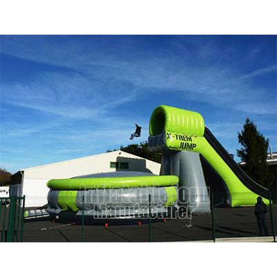 China Indoor and outdoor playground free fall inflatable stunt airbag with platform for sale for sale