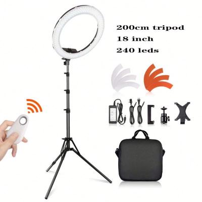 China Shine LED tik tok ring light mobile phone stand Youtube live streaming selfie 18 inch selfie ring light with tripod stand phone holder for sale