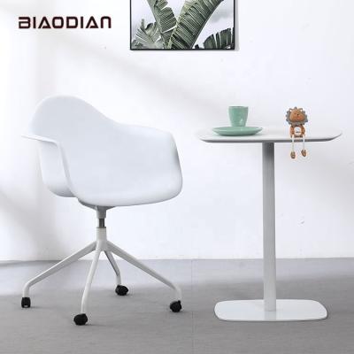 China Home Office Plastic Chairs (Height) Adjustable Furniture Warm Commercial White Swivel With Wheels for sale