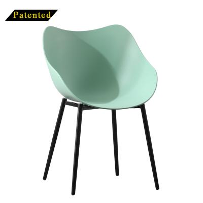 China Environment Friendly Modern Armrest PP Seat Metal Friendly Modern Yellow Special Leg Plastic Dining Chair for sale