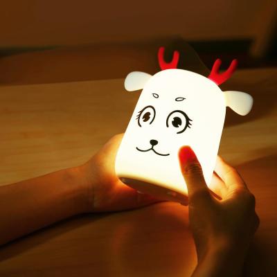 China Room LED Night Lamp 7 Colors Flashing USB Chargeable Cute Animal Shapes Silicone Night Light For Kids Baby for sale