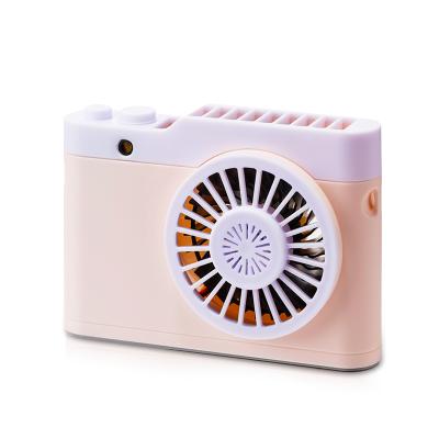 China Hotel Camera Cute Shape USB Battery Powered Portable Mini Fan With Cocking Rope for sale