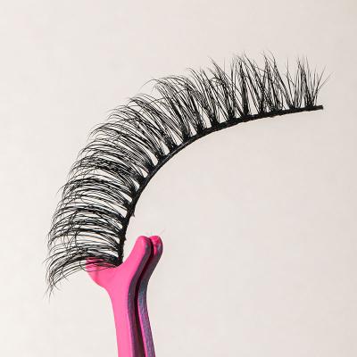 China Wholesale Best Quality Softer Best Quality Natural False Eyelashes 15mm 16mm Band D Curl Short Silk Cat Eye Lashes Supplies for sale