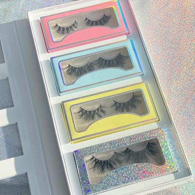 China Free Samples Good Quality Fluffy 3d Mink Full Strip Eyelash Book Packaging 25mm 4 Pairs Empty Wholesale Customize Wick Boxes for sale