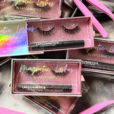 China Magnetic lashes wholesale magnetic vegan sellers magnetic box packaging private label faux mink eyelash eyeliner lahes with liner for sale