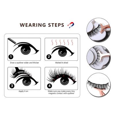 China Magnetic lashes newest wholesale faux mink magnetic eyelash box set packaging silk false lashes magnetic eyelashes with eyeliner for sale