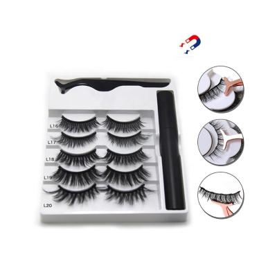 China Magnet Three Gorgeous Private Label 3d Eyelashes Magnetic False Mink Eyelashes Best Lashes Eyeliner With Tweezers for sale