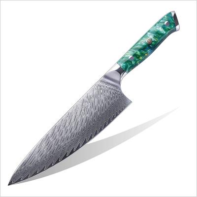 China 8 Inch VG10 Damascus Chef Knife Viable Steel Kitchen Knife With Ergonomic Resin Handle Mosaic Pin for sale