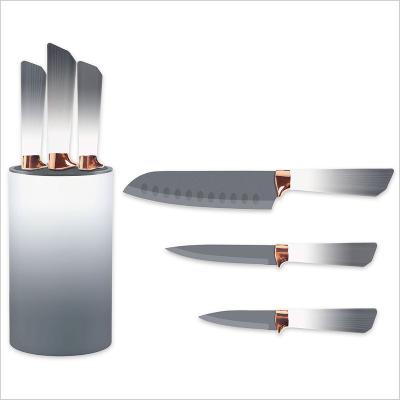 China Sustainable Color 4pcs Handle Knife Set Chef Knife Set Kitchen Knife Set With Stand for sale