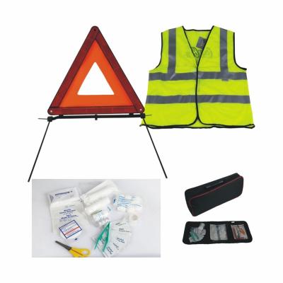 China Wholesale 3In1 High Visibility Triangle Emergency Roadside Warning Kit Reflective Car Vest for sale