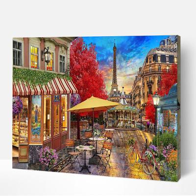 China OEM ODM Paris Style American Street DIY Painting By Numbers Hand Painted Wall Canvas Art Custom Picture Decorative Painting By Numbers for sale