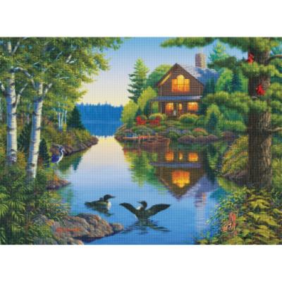 China Wholesale Europe Factory Wall Art The Other Fabric Embroidery Kit Landscape Courtyard Paintings Picture Cross Stitch Kit for sale