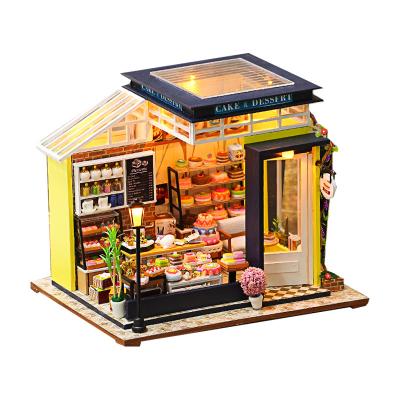 China Hot Selling K059 Sweets Doll's House Wooden Handmade Puzzle To DIY 3D Flower Miniature Room Dollhouse Teahouses YUANLIN TOY for sale