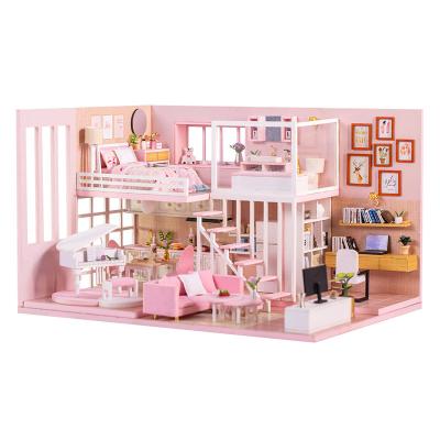 China DIY TOY Furniture Doll House Miniatures Diy Toys Gifts Wooden Crafts House For Kids Pretend Play Set House Toys Kids Baby Toy for sale