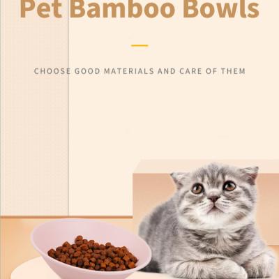 China Wholesale Sustainable Eco-friendly Safe Bamboo Feeder Bowl Pet Dog Cat Dog Fiber Biodegradable Bamboo Pet Bowls For Dogs Cats Puppy for sale