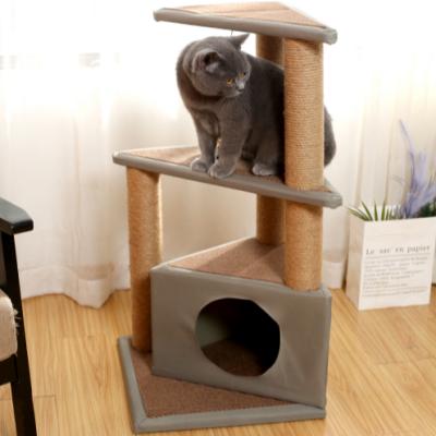 China Climbing Tower Cat Tree Furniture With Condo Pawise Modern Luxury Living Room Cat Tree Scratching Post Multifunctional Large for sale