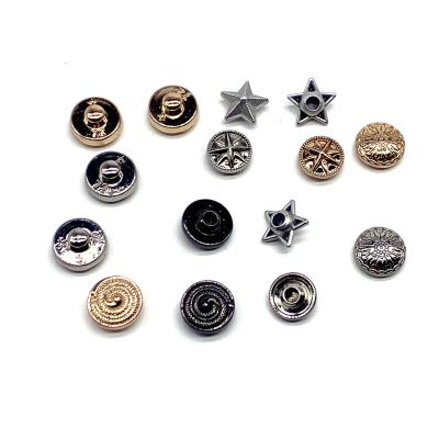 China Round 10mm New Nickel Free Metal Zinc Alloy Rivet With Nail Vintage Design Star Shape Rivet For Tight Fitting Jeans Pants for sale