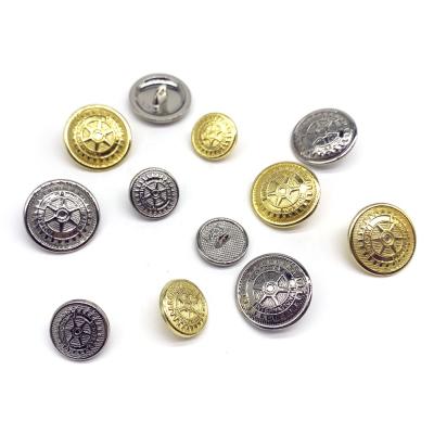 China Factory wholesale gold embossed bar rudder style coat uniform zinc alloy leg seam button dry cleaning for sale