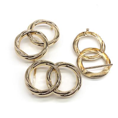 China FASHION Factory Price Wholesale Metal Double Ring Shape Gold Zinc Alloy Belt Buckle for sale