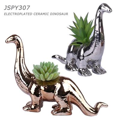 China 2020 Eco - Friendly New Animal Shaped Ceramic Dinosaur Flower Plated Succulent Pots for sale