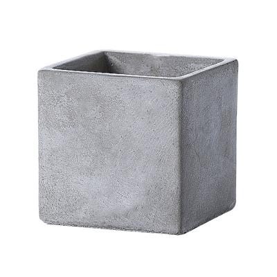 China Modern Rectangular Square Cement Plant Pot Succulent Flower Pot With Saucer For Green Plant for sale