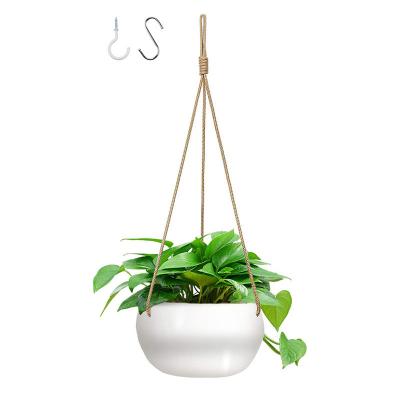 China 8 Inch Garden Decor Indoor Plant Outdoor Flower Basket Hanging Planter Joy Living Hanging Baskets Ceramic Pots for sale