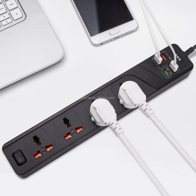 China Universal Commercial 4 Sockets Power AC Socket With 4 USB Support QC3.0 Fast Charging Power Strip Extension Cord Hot Sell US Plug for sale