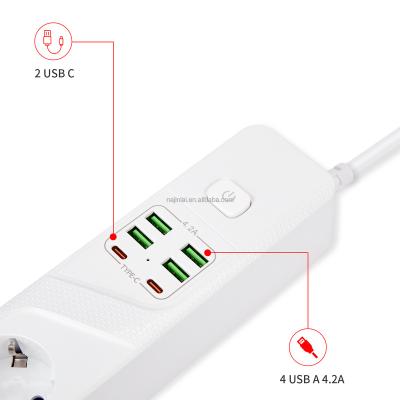 China Eu Commercial 4 Type C Power Socket Overload Protection CE and USB Port Power Deliver USB C Plug for Phone and Computer for sale