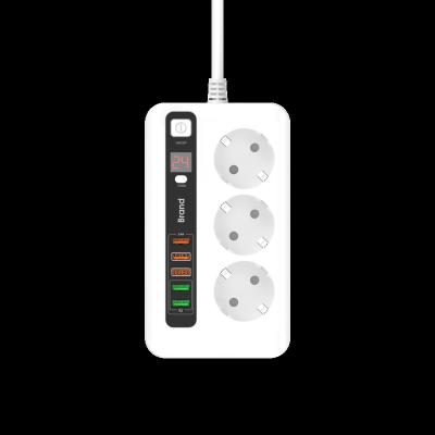 China Commercial Hot Sale 3 AC Eu Power Strip USB Plug With Timer Function 4 USB Extension Socket Eu Plug Power Cord for sale