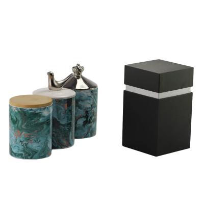 China Europe Holiday Decoration Gift Cylinder Shape Marble Jar Colored Ceramic Candle Jars for sale