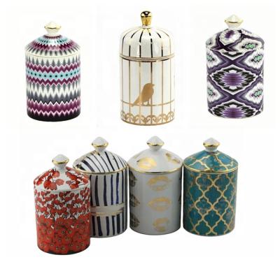 China Europe many design ceramic candle jar with lid candle wholesale ships other ceramic candle holder for sale