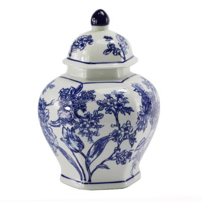 China Wholesale Traditional Handmade Chinese Home Blue and White Decorative Ceramic Porcelain Ginger Jar for sale