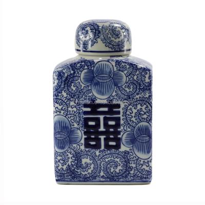 China Traditional Wholesale Chinese Antique Ceramic Blue And White Porcelain Ceramic Ginger Jars Home Decoration for sale