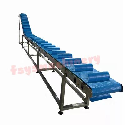 China Food Customized 304 Stainless Steel Frame Elevator Belt Conveyor PP Washable Clamped Belt for sale