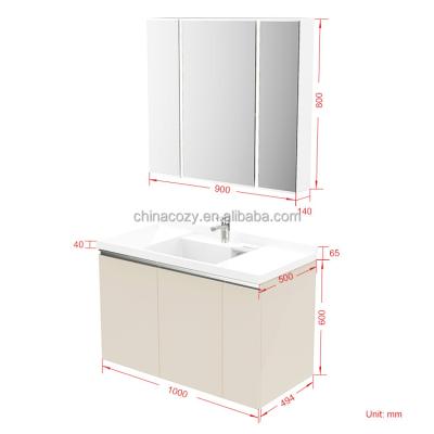 China Water Proof Cabinet Basin Bathroom Vanity Bathroom Sink and Cabinet Combo 1000mm for sale