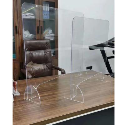 China Easy Install Acrylic Transparent Glass Desk Barrier Reception Service Counter Sneeze Guard Table for sale