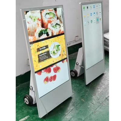 China 43 inch foldable advertising battery operated android digital lcd display portable digital signage poster for sale