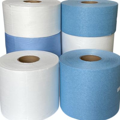 China Sustainable Spunlace Nonwoven Fabric Blue Industrial Paper Roll for sale