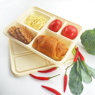 China Eco-Friendly Wholesale Biodegradable Cornstarch Disposable Five Compartments Take Out Container Food Box for sale