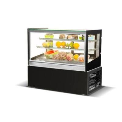 China Double-temperature 3-tray removable marble bread and cake display showcase refrigerator glass cold refrigerator for sale in Canton for sale