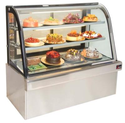 China Double-temperature 3-Layer Custom Single Glass Round Mounted Shop Cake Display Fridge Soft Cooler and Desert Freezer for 180cm Tray Cake for sale