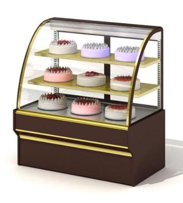 China Double-temperature hot sale mini countertop marble and wood cake display showcase kiosk fridge on sale acrylic cake shelf for sale