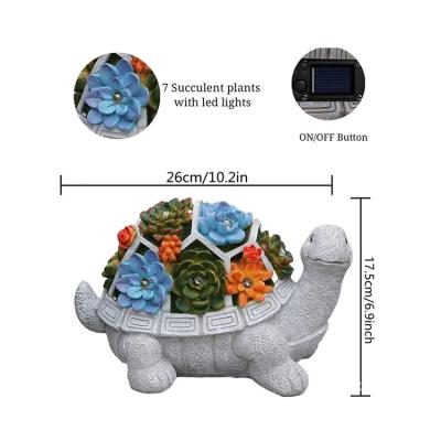 China Home Decoration Guaranteed Unique Meaty Home Decor Turtle Craft Quality Resin Solar Lawn Lamp for sale