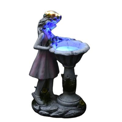 China Fairy Garden Europe Resin Flower Pot Craft Angel Figurine Outdoor Decoration Waterproof Resin Garden Custom Solar Flower Sculpture for sale